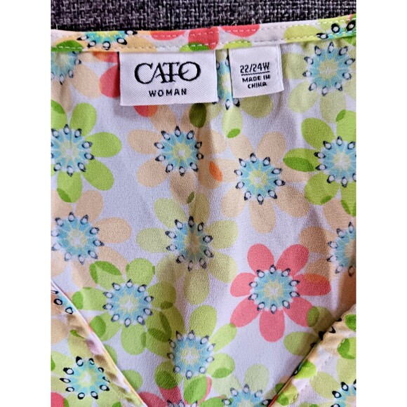 Shirt Size 22 To 24 New Women Cato Casual Tank Style Yellow Floral - Picture 7 of 7